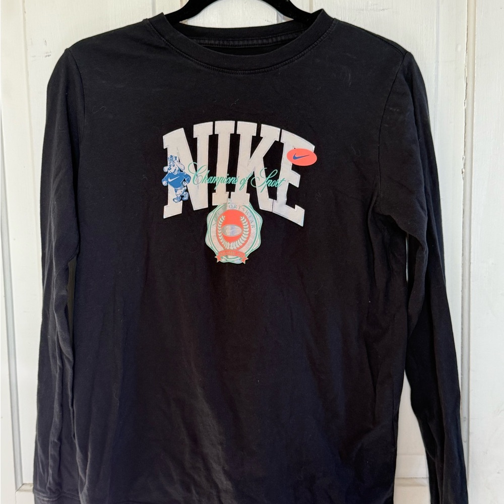 Nike Black Long Sleeve Tee with Colorful Logo